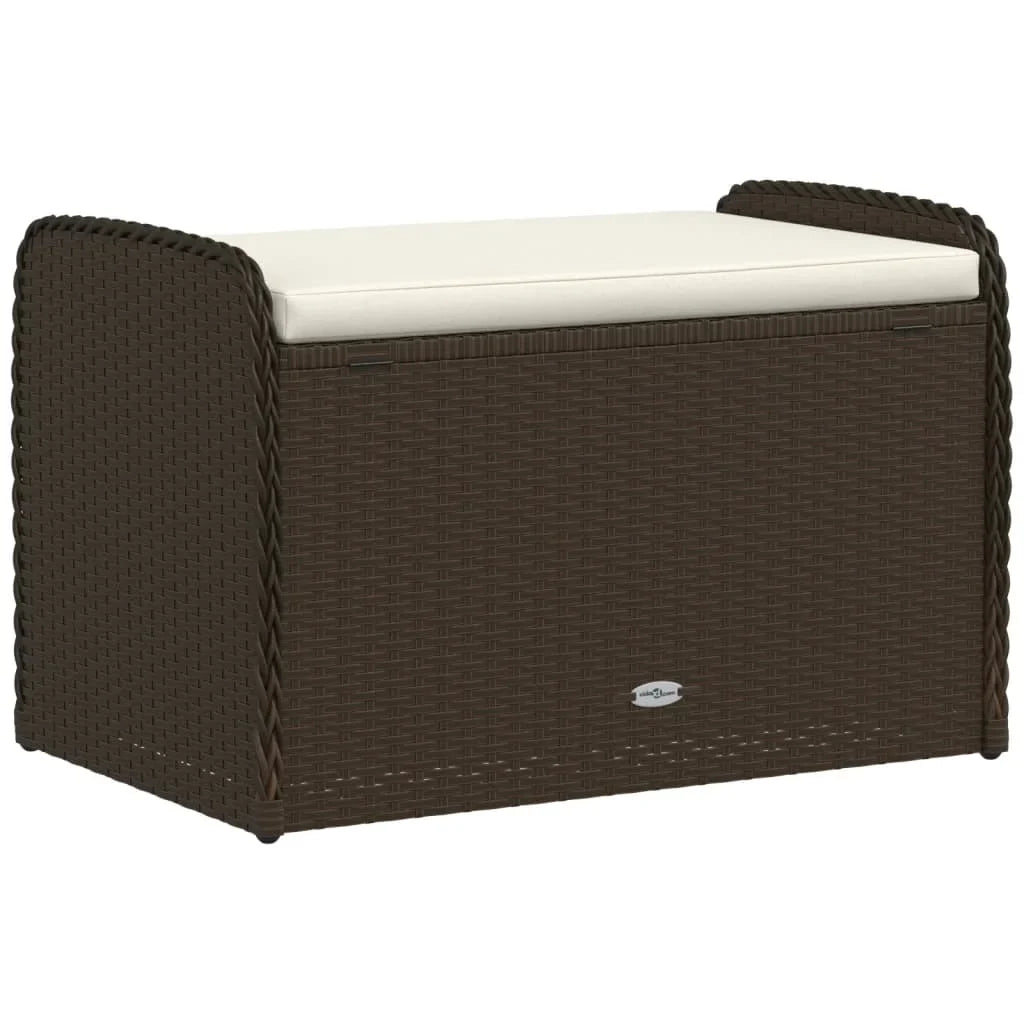 vidaXL Storage Bench with Cushion Outdoor Garden Seat Furniture Poly Rattan