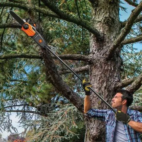 2-in-1 Electric Pole Saw & Chainsaw Trimmer – Auto-Tension, Corded Power Tool