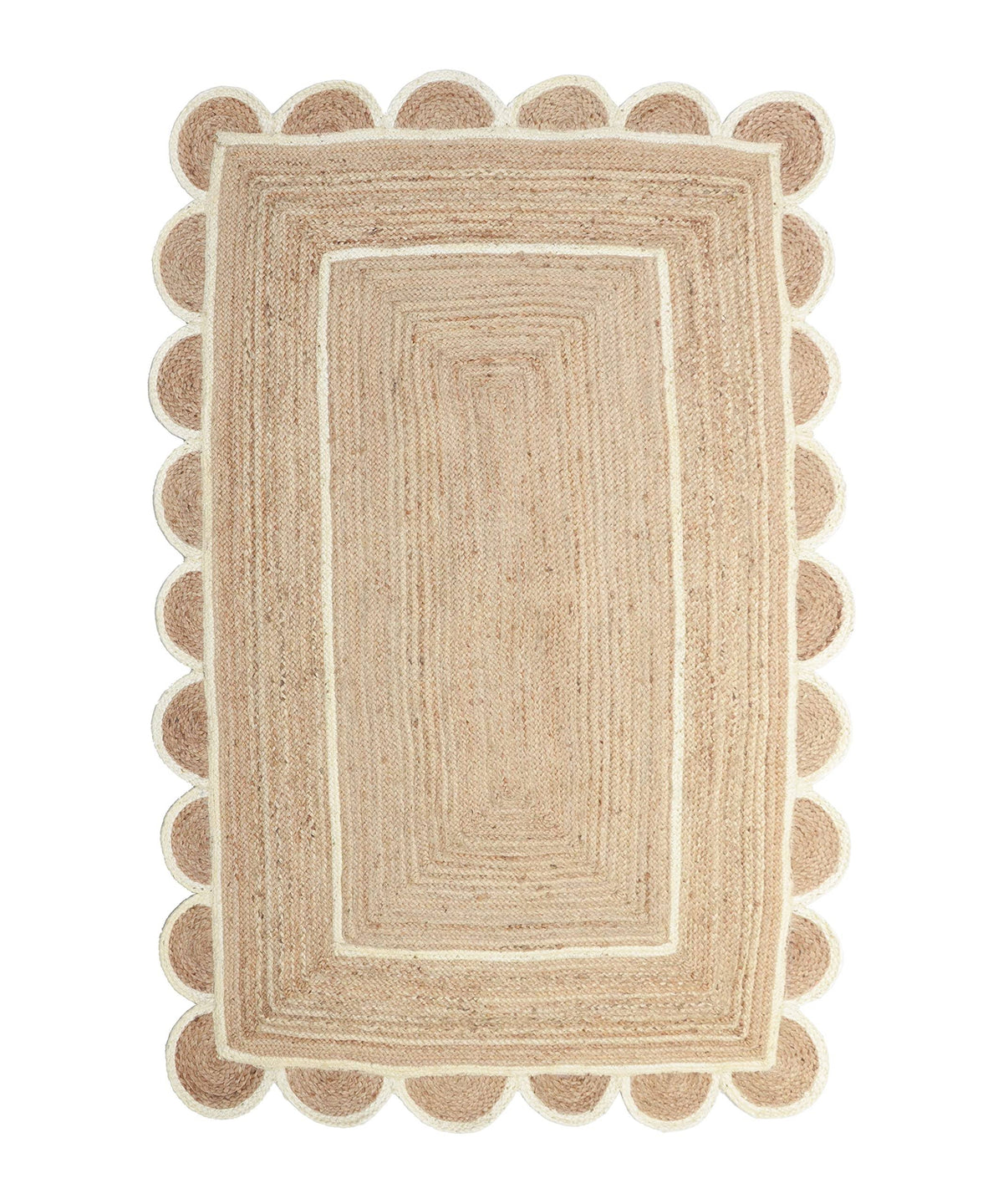Gautam International Scallop Pattern Jute Bohemian Area Rug (2'x6', Off White)