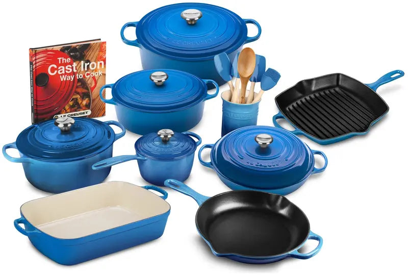 20-Piece Cast Iron Cookware Set with 10.25-Inch Skillet and Lidded Saucepan