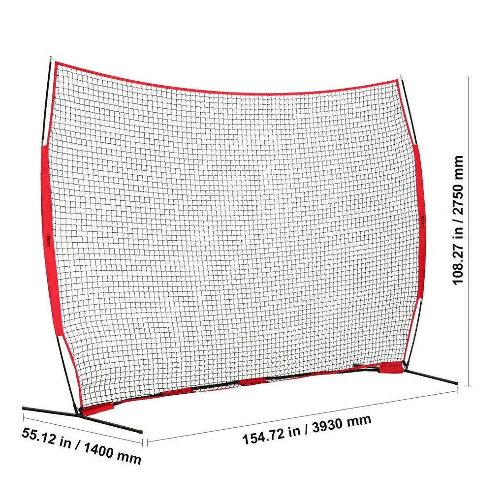 VEVOR Barricade Backstop Net, 12x9 ft Ball Sports Barrier Netting, Portable Practice Equipment with Carry Bag, Protection Screen for Baseball Softball Lacrosse Soccer Hockey Training, for Backyard