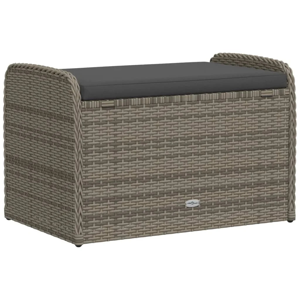 vidaXL Storage Bench with Cushion Outdoor Garden Seat Furniture Poly Rattan