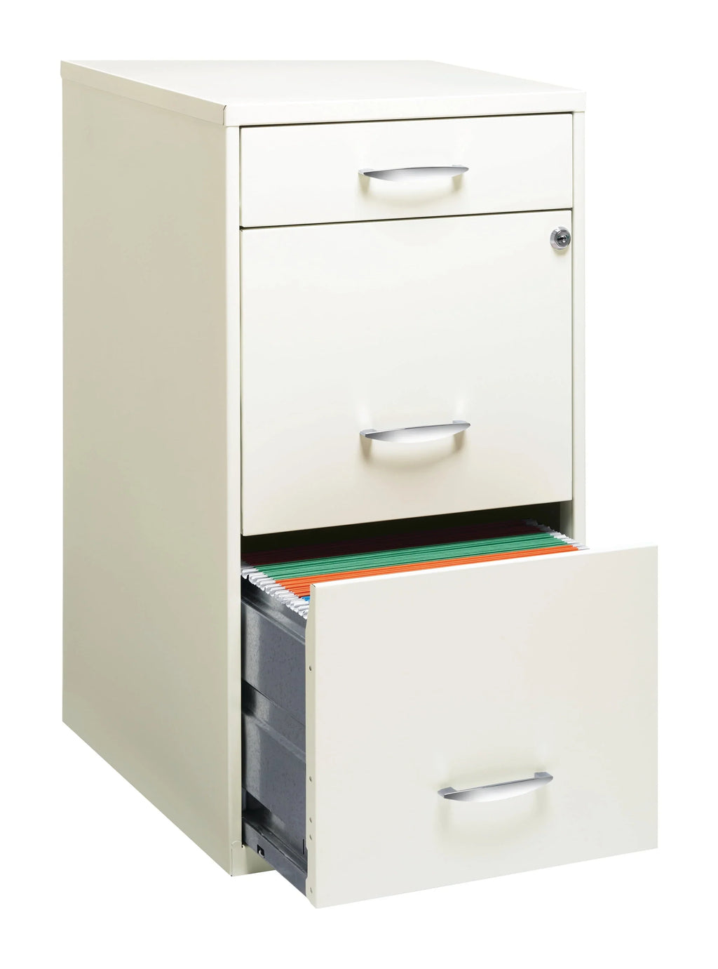 Space Solutions 3 Drawer Letter Width Vertical File Cabinet with Pencil Drawer, White
