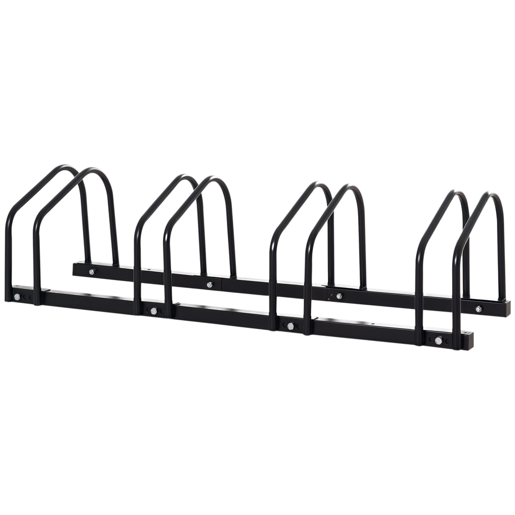 HOMCOM Fahrradständer für 4 Fahrräder, wetterfest, Wand- oder Bodenmontage, Stahl 110 x 33 x 27 cm