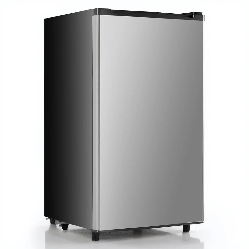 TINKLE WELL 3.2 Cu Ft Mini Fridge with Freezer, Compact Single Door Refrigerator, Energy Efficient, Low Noise, Adjustable Thermostat for Bedroom, Dorm, Office, silver