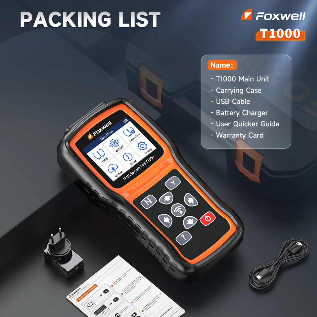 FOXWELL TPMS Programming Relearn Activation Tool, Full TPMS Services, Tire Pressure Monitor Sensor Scanner Maintenance Tool for OBD2 Cars Diagnostic Scanner Tester, T1000 TPMS Tool