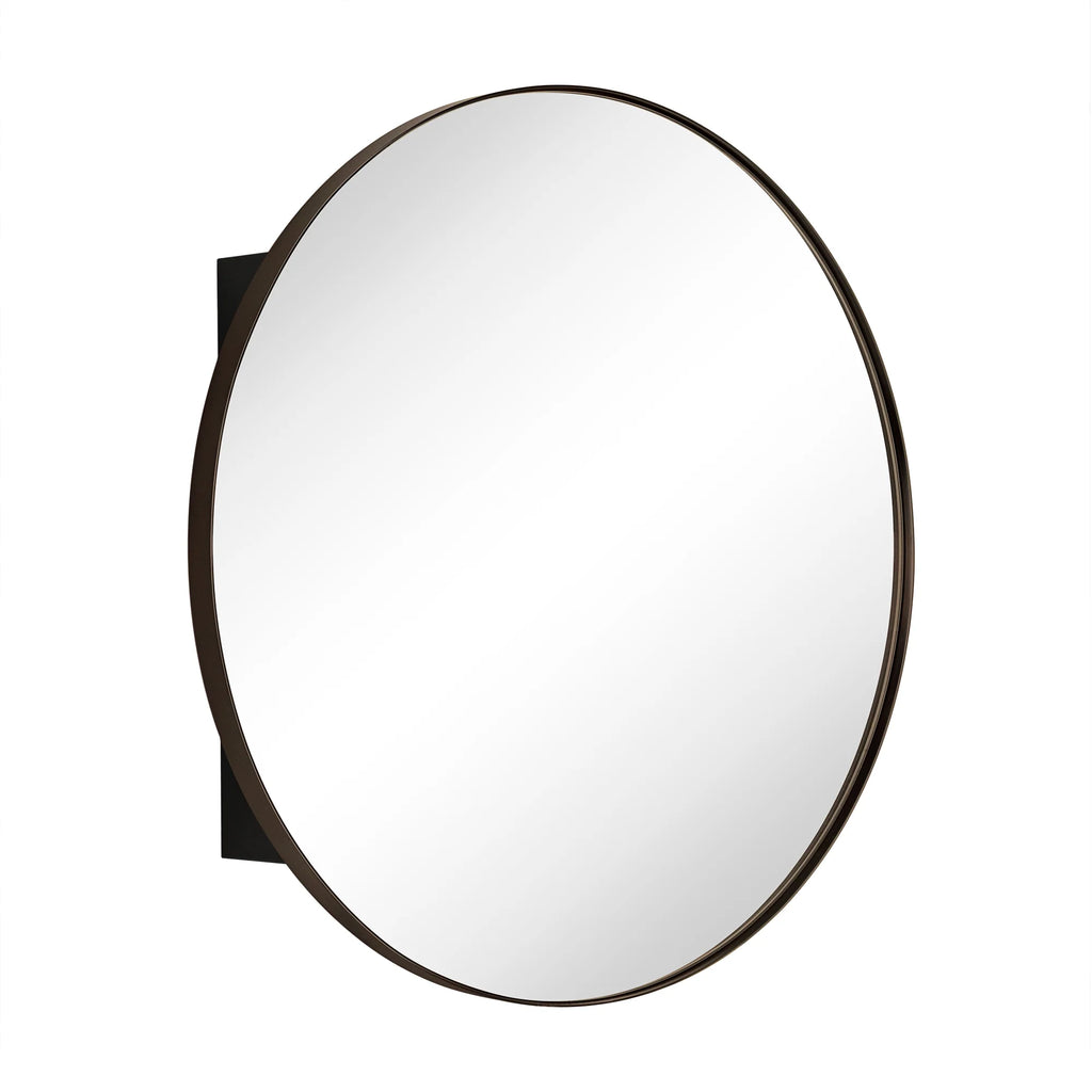 TEHOME Myriel Surface Mount Framed Round Medicine Cabinet with Mirror 24" x 24" - Black