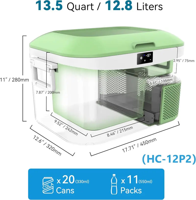 23-Quart 12V/24V Portable Car Fridge | Compressor-Powered Vehicle Refrigerator with Freezer Function for Camping, Travel & Off-Grid Use