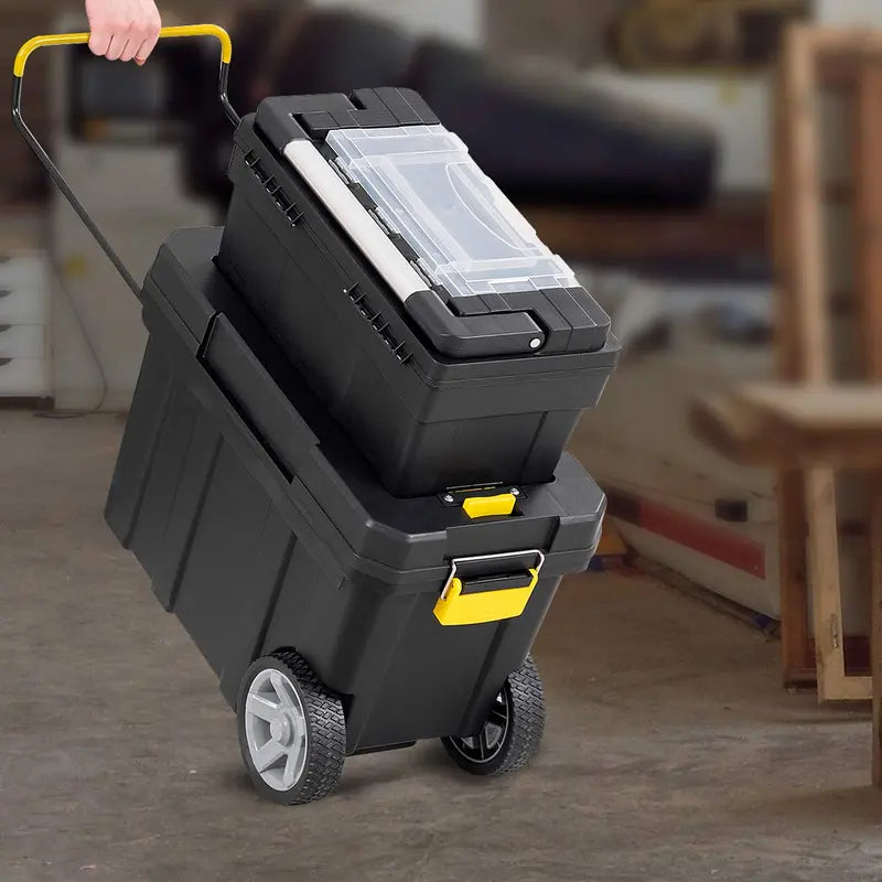 2-in-1 Rolling Toolbox – Modular Plastic Storage System with Wheels & Handles
