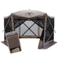 Gazelle Tents G6 6-Sided Portable Gazebo, Pop-Up Hub Screen Tent, Desert Sand, Includes Free 3 Pak of Wind Panels, Gk908, Beige