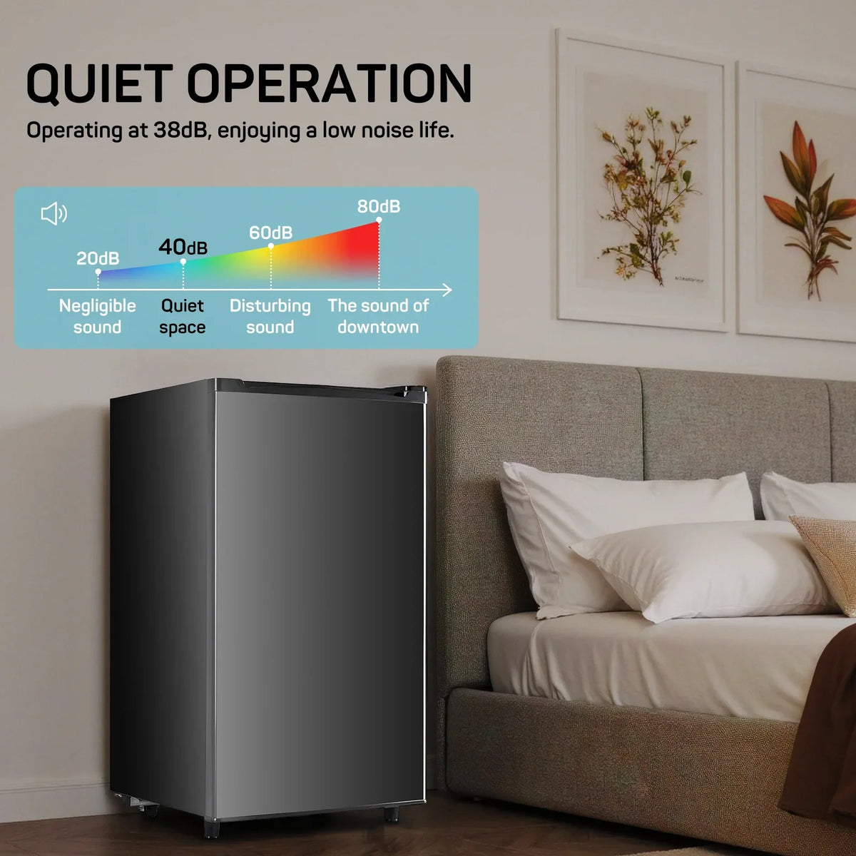 TINKLE WELL 3.2 Cu Ft Mini Fridge with Freezer, Compact Single Door Refrigerator, Energy Efficient, Low Noise, Adjustable Thermostat for Bedroom, Dorm, Office, silver