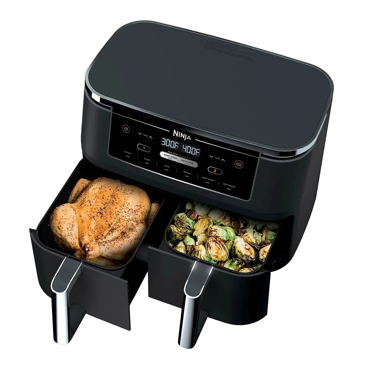 Restored Ninja R-AD300CO Foodi 6-in-1 10-qt. XL 2-Basket Air Fryer with DualZone Technology, Black (Refurbished)