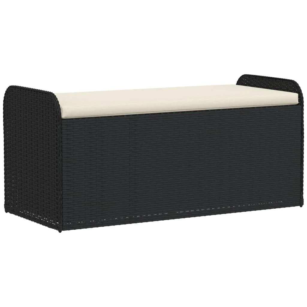 vidaXL Storage Bench with Cushion Outdoor Garden Seat Furniture Poly Rattan
