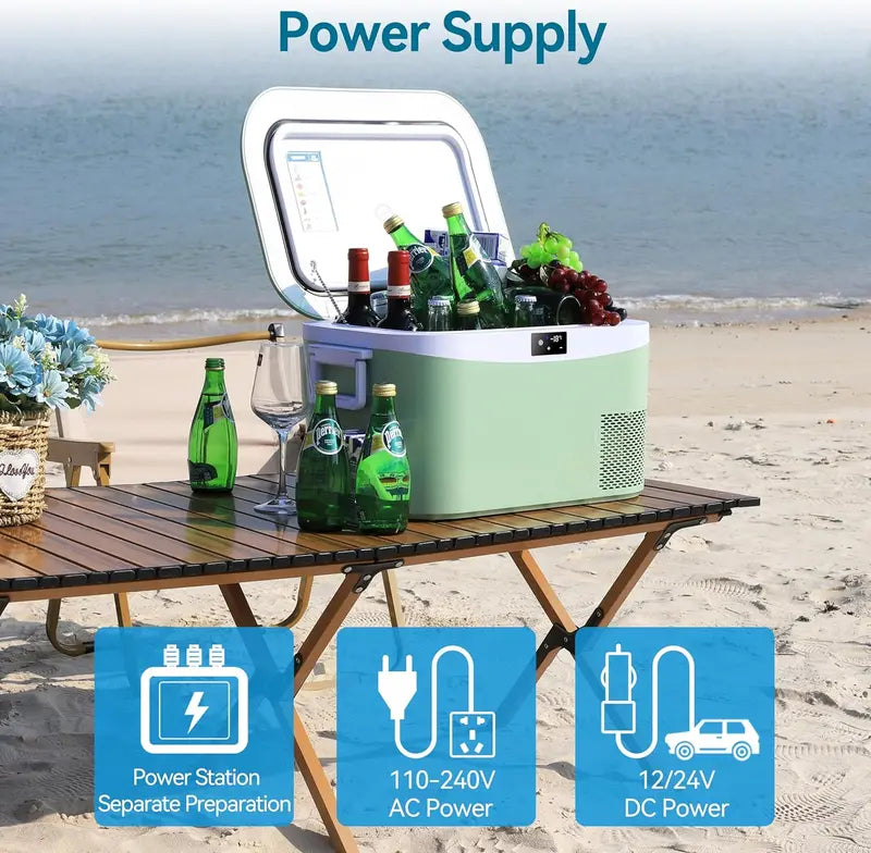 23-Quart 12V/24V Portable Car Fridge | Compressor-Powered Vehicle Refrigerator with Freezer Function for Camping, Travel & Off-Grid Use