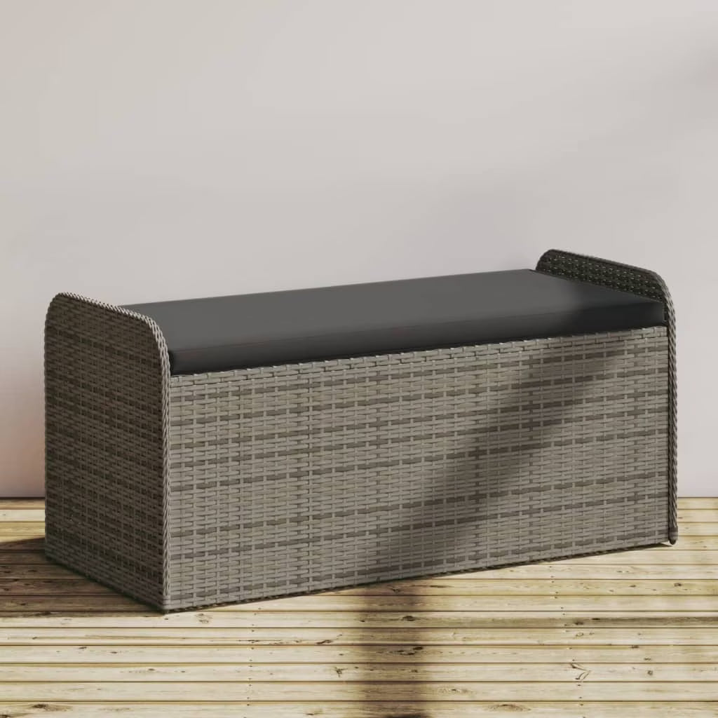 vidaXL Storage Bench with Cushion Outdoor Garden Seat Furniture Poly Rattan