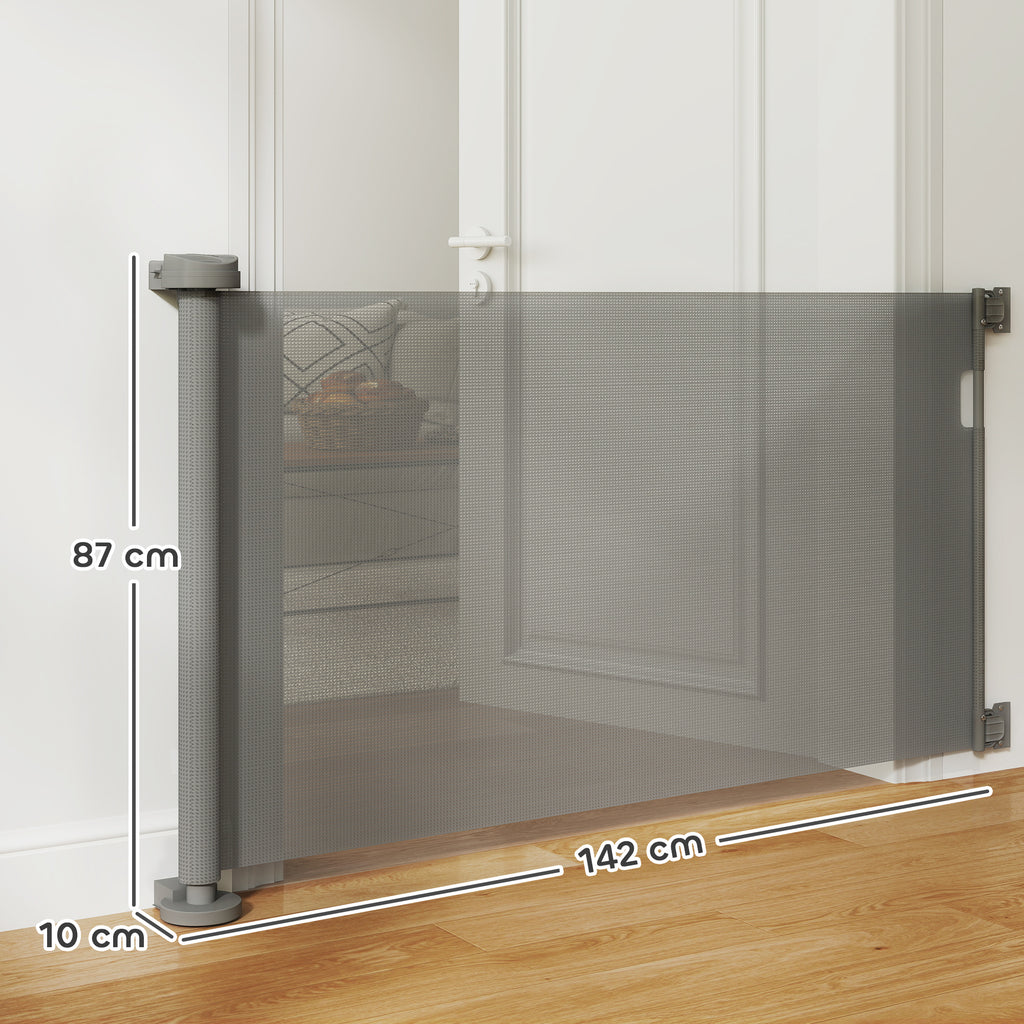 PawHut Treppenschutzgitter Ausziehbar 0-136cm 87 cm Hoch Türschutzgitter für Haustiere 142 x 10 x 87 cm Grau