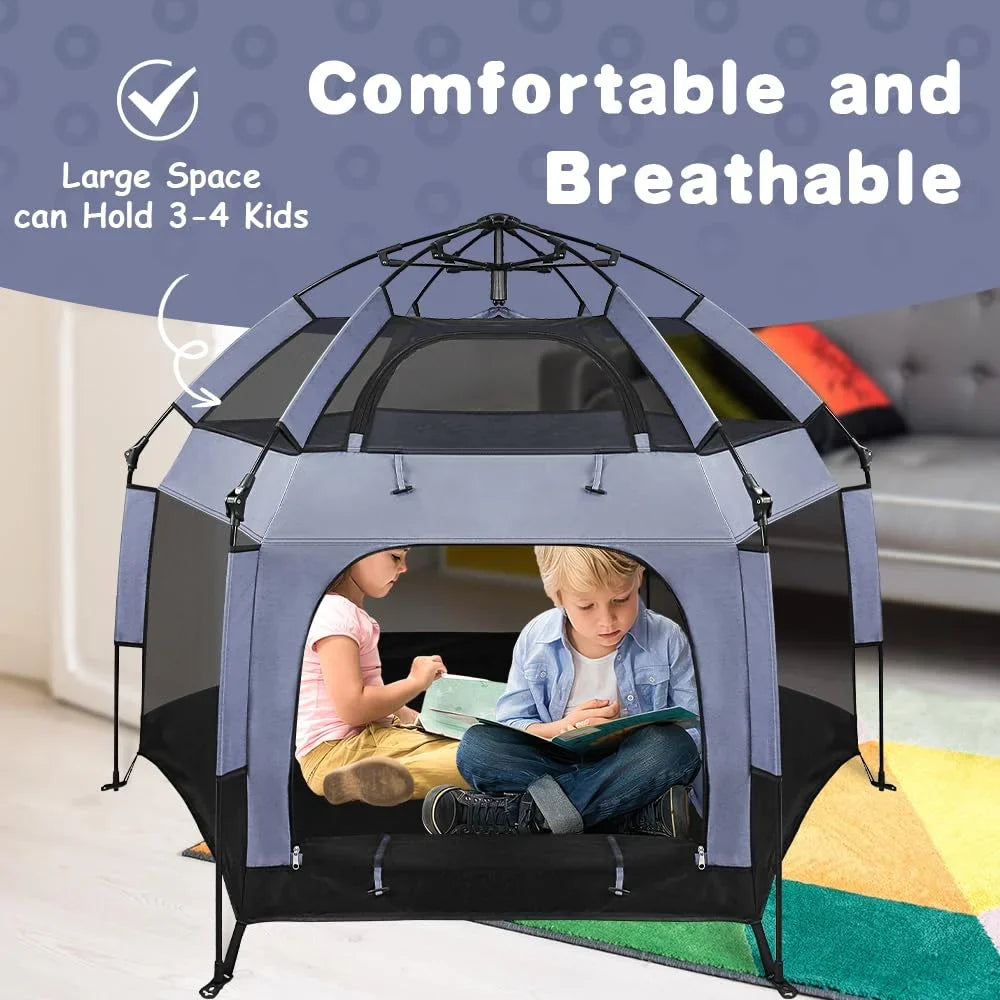 Outdoor Baby Playpen with Canopy Beach Tent for Kids and Toddlers Portable Lightweight Pop Up Pack and Play Playards with Travel Bag,61"*61"*49.2"