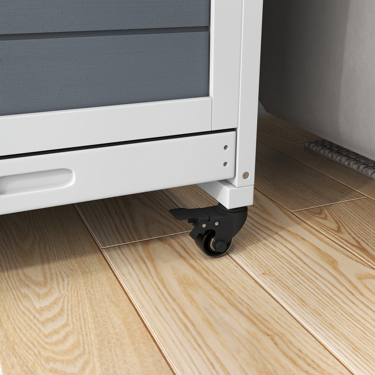 PawHut Kaninchenstall aus Holz für den Innenbereich auf Rädern 2 Etagen 2 herausnehmbare Tabletts, abschließbare Tür 90L x 53B x 97H cm
