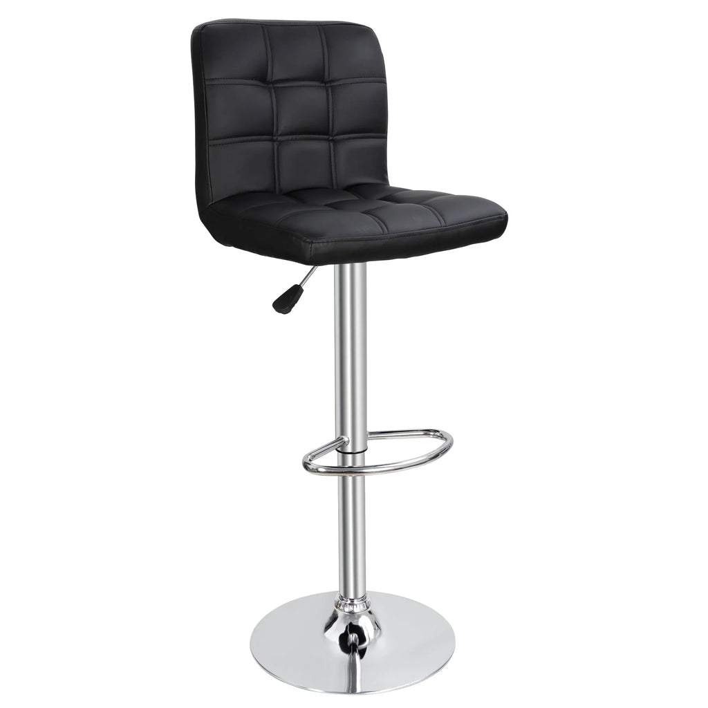 ZENY Set of 4 Bar Stool Soft Cushion Metal Frame 24-32" Swivel Chair, Black