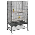 PawHut Vogelkäfig inklusive Sitzstangen, Vogelspielzeug, herausnehmbare Bodenwanne, 1 Ablage, Grau