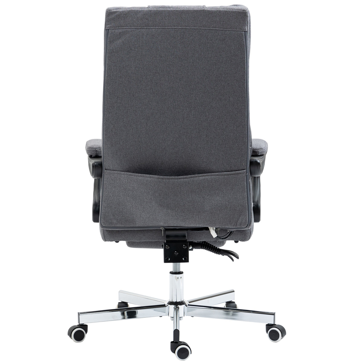 Vinsetto Bürostuhl mit Massagefunktion, neigbare Rücklehne, ausziehbare Fußstütze, Leinenoptik, grau, 65 x 61 x 113 cm
