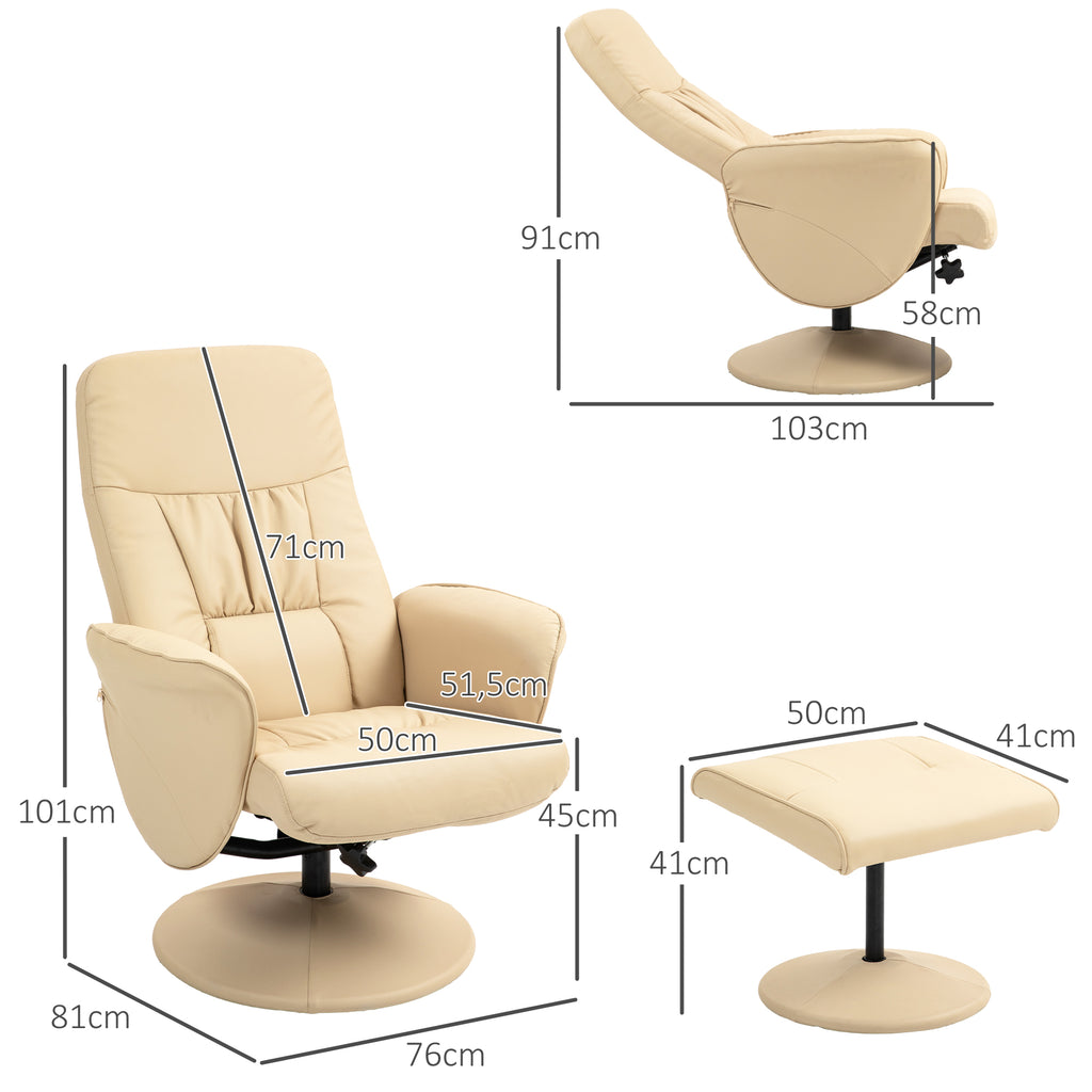 HOMCOM Relaxsessel mit Fußstütze, Relaxsessel mit Sitzdrehung 360° und verstellbarer Rückenlehne