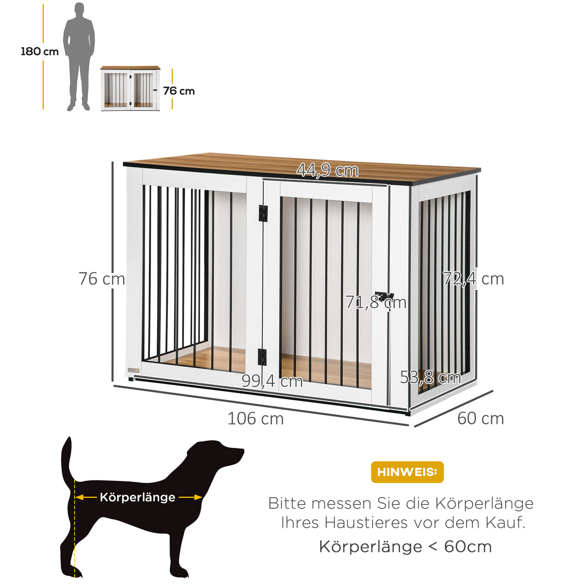 PawHut Hundebox, Hundekäfig, 1 Tür, für kleine und mittelgroße Hunde