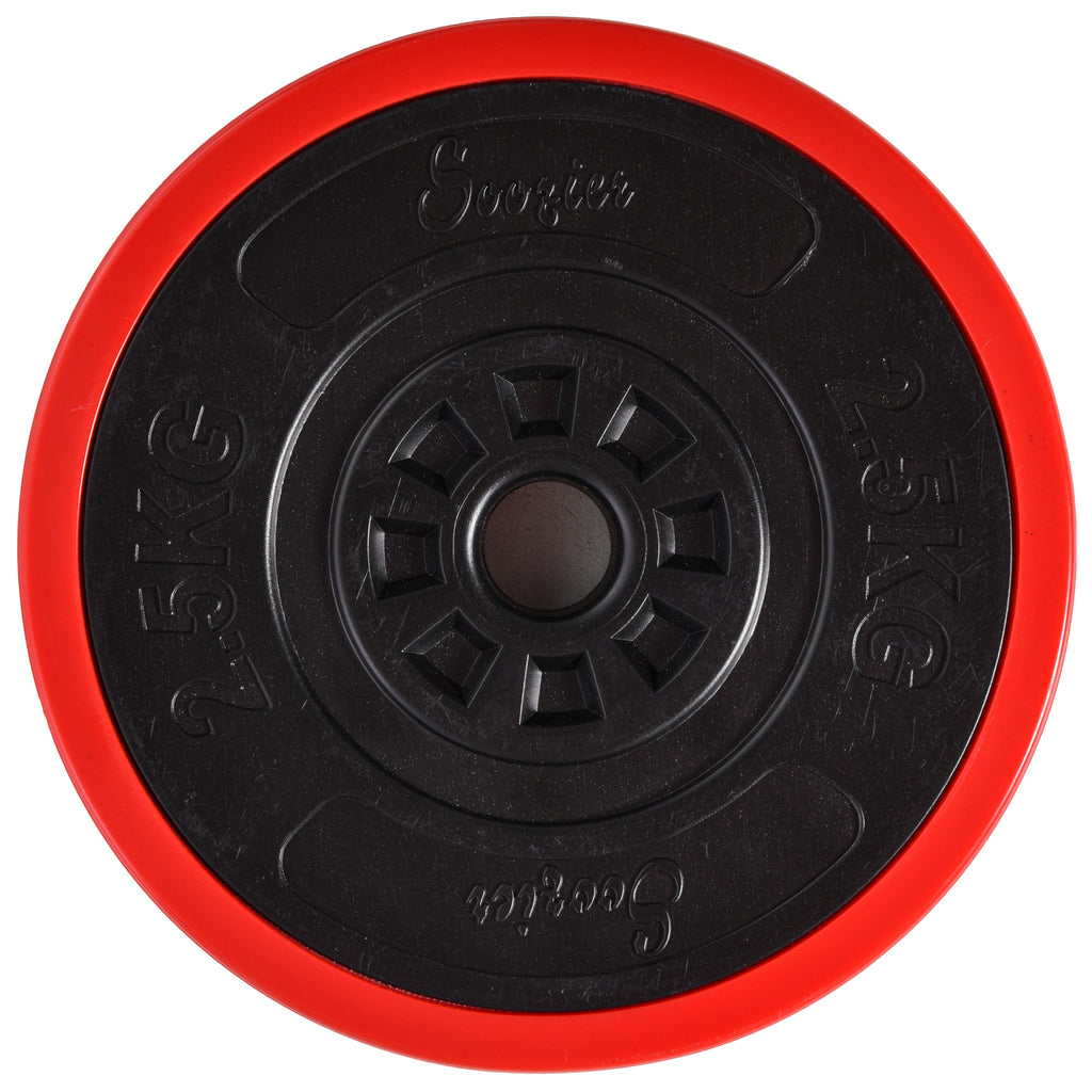 HOMCOM Hantelset 20/30KGS 2-IN-1 Hanteln&Langhanteln verstellbar Gewichtheben für Zuhause Fitness Muskel Rot+Schwarz 21,5 x 21,5 x 3,8 cm