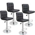 ZENY Set of 4 Bar Stool Soft Cushion Metal Frame 24-32" Swivel Chair, Black