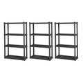 Sterilite Plastic Indoor Outdoor 4 Shelf Durable Shelving Unit, Gray 3 Pack