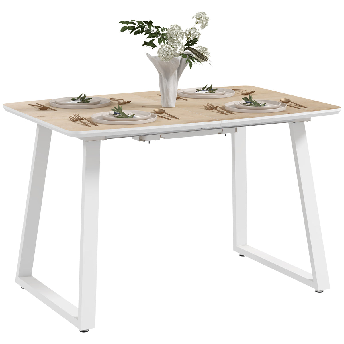 HOMCOM Klappbarer Esstisch, ausziehbar, industrieller Stil, MDF-Holzoptik, Metall, 120-160 x 80 x 76 cm, Eiche