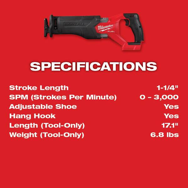 M18 FUEL GEN-2 18V Lithium-Ion Brushless Cordless SAWZALL Reciprocating Saw with (1) High Output 12.0 Ah Battery
