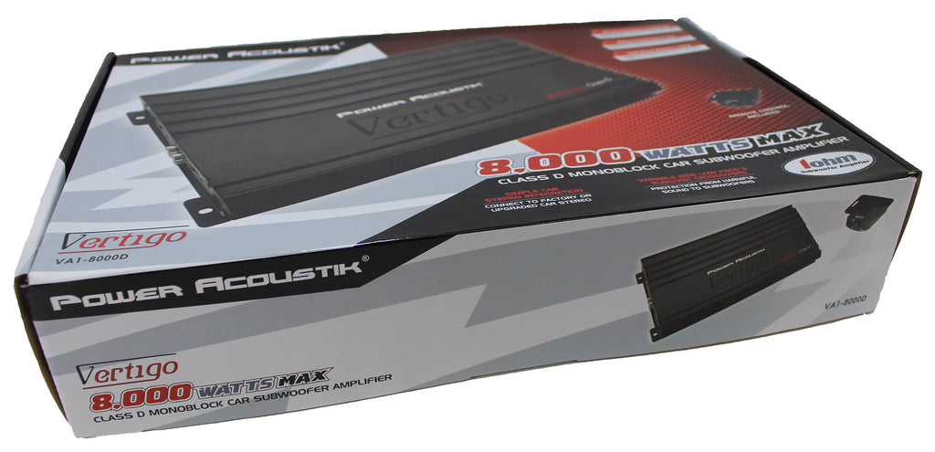 Power Acoustik VA1 - 8000D Vertigo 8000 Watt Car Audio Monoblock Amplifier