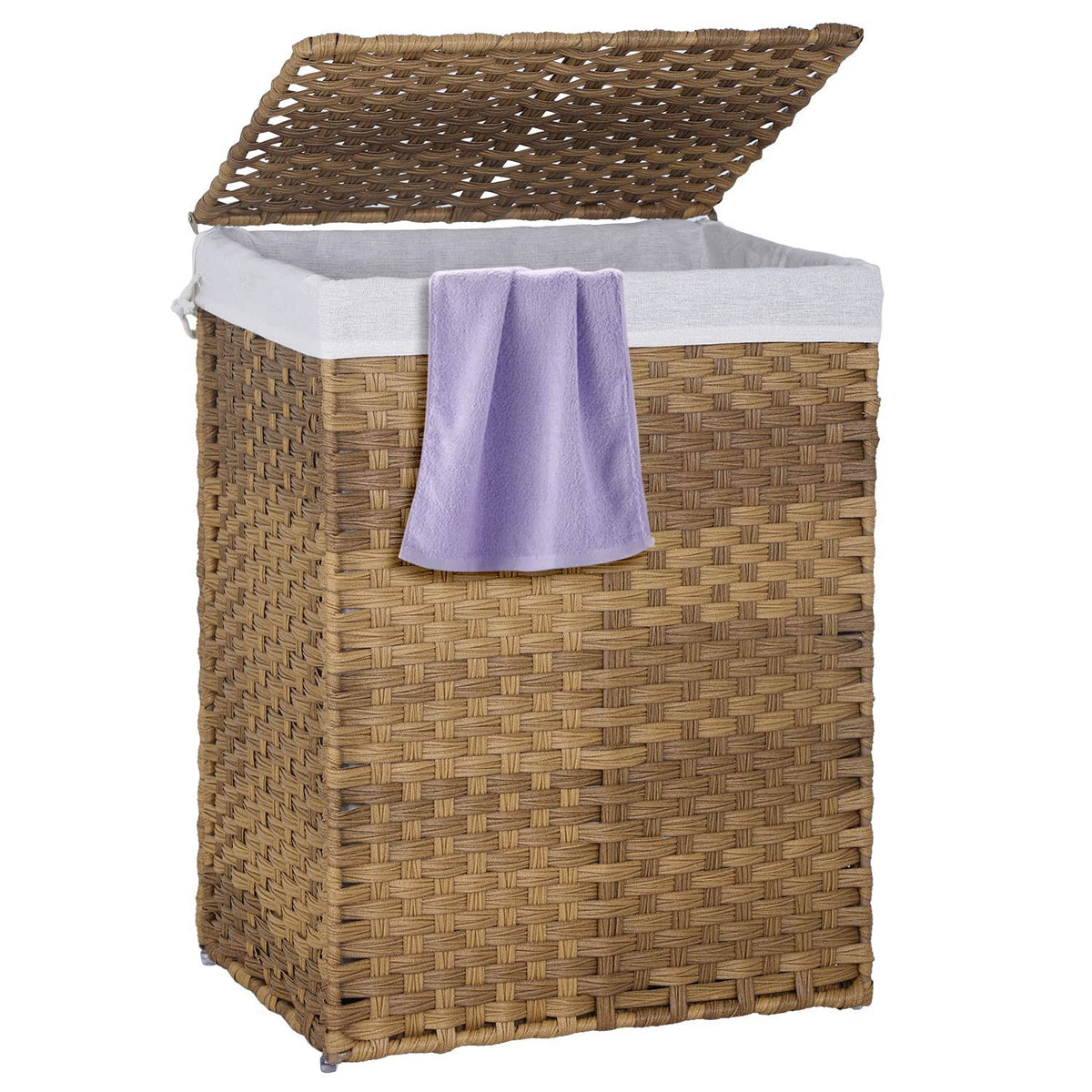 PayLessHere Laundry Basket Handwoven Laundry Hamper 90l/110l Foldable Rattan Laundry Hamper with Lid,2 Removable Liner Bags & 6 Laundry Bags,Clothes