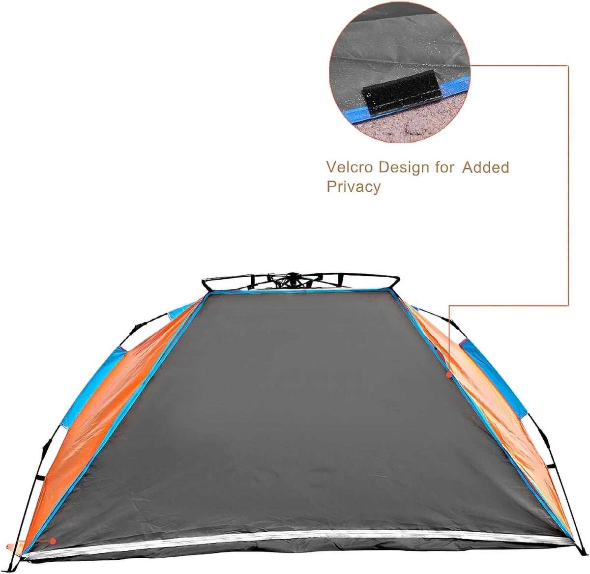 X-Large 4 Person Beach Tent Sun Shelter - Portable Sun Shade Instant Tent for Beach with Carrying Bag, Stakes, 6 Sand Pockets, Anti UV for Fishing Hiking Camping, Waterproof Windproof, Orange