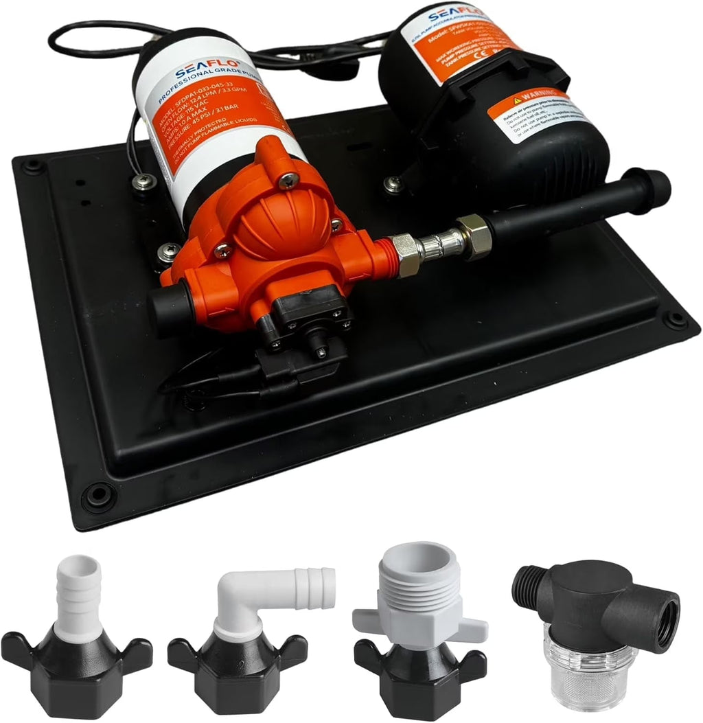SEAFLO 33 Series Water Pump and Accumulator Tank System - 115V, 3.3 GPM, 45 PSI, 0.2-Gallon Tank | Reduces Cycling | For Marine, RV, Off-Grid, and Home Use | 4-Year Warranty