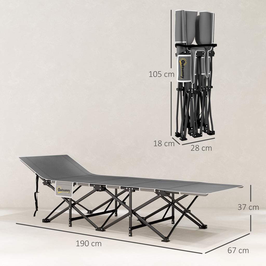 Outsunny Klappbares Campingbett, Feldbett mit Matratze, ergonomisch, Metallrahmen, Schwarz