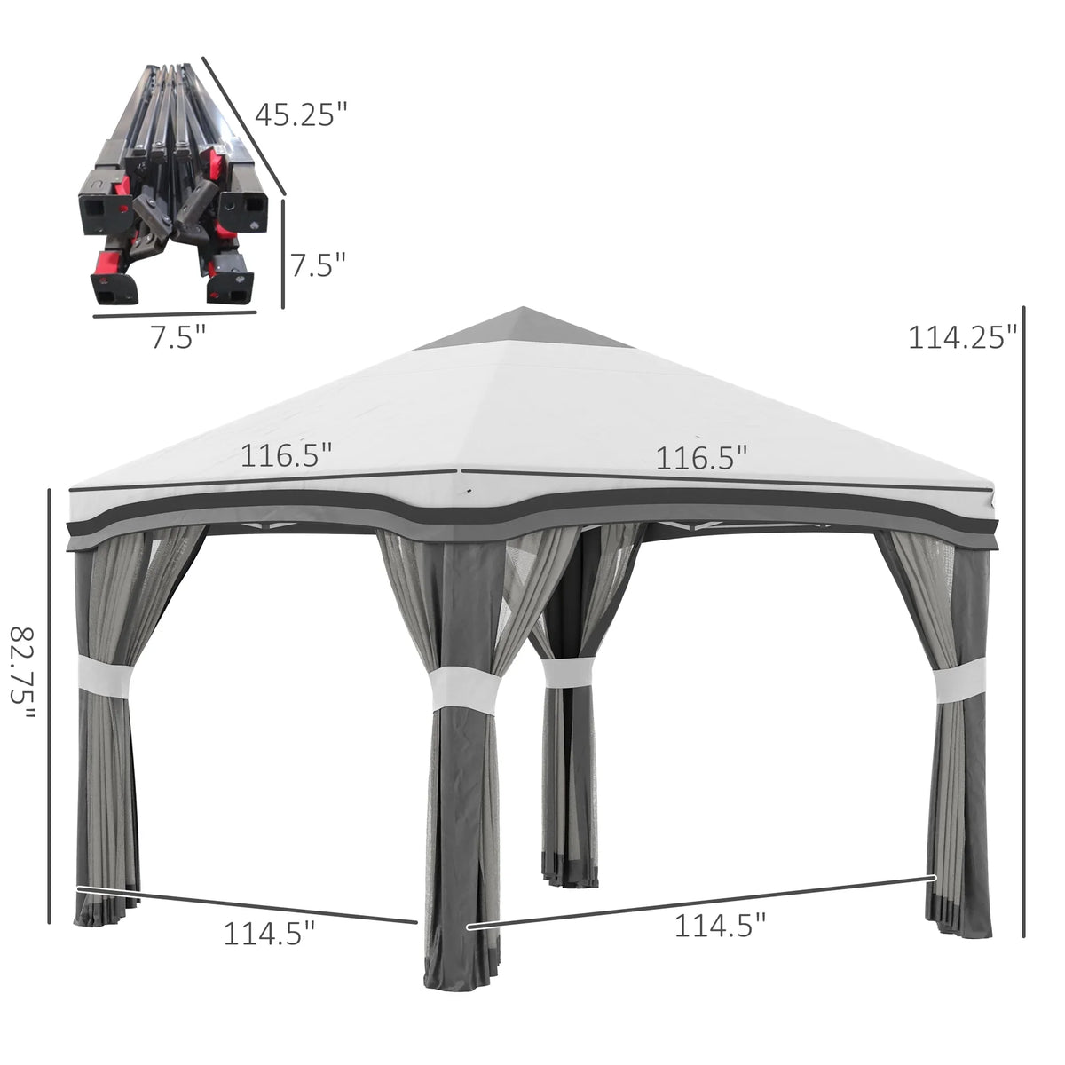 Outsunny 10' x 10' Pop Up Canopy with Nettings, Foldable Party Tent with Wheeled Carry Bag and 4 Sand Bags, Beige