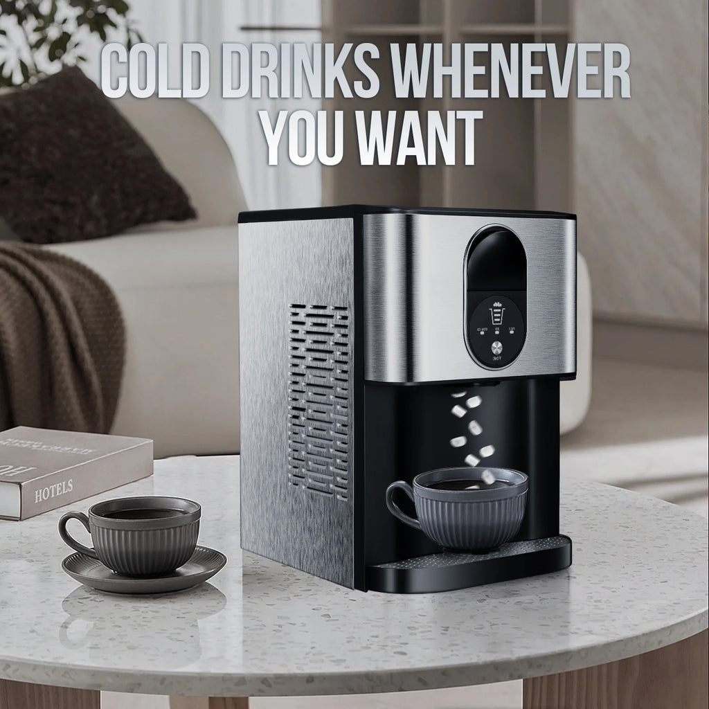 Auseo Ice Maker Countertop with Soft Chewable Ice, 44 lb/24H, Self - Cleaning, One - Click Operation for Home/Party(Black)