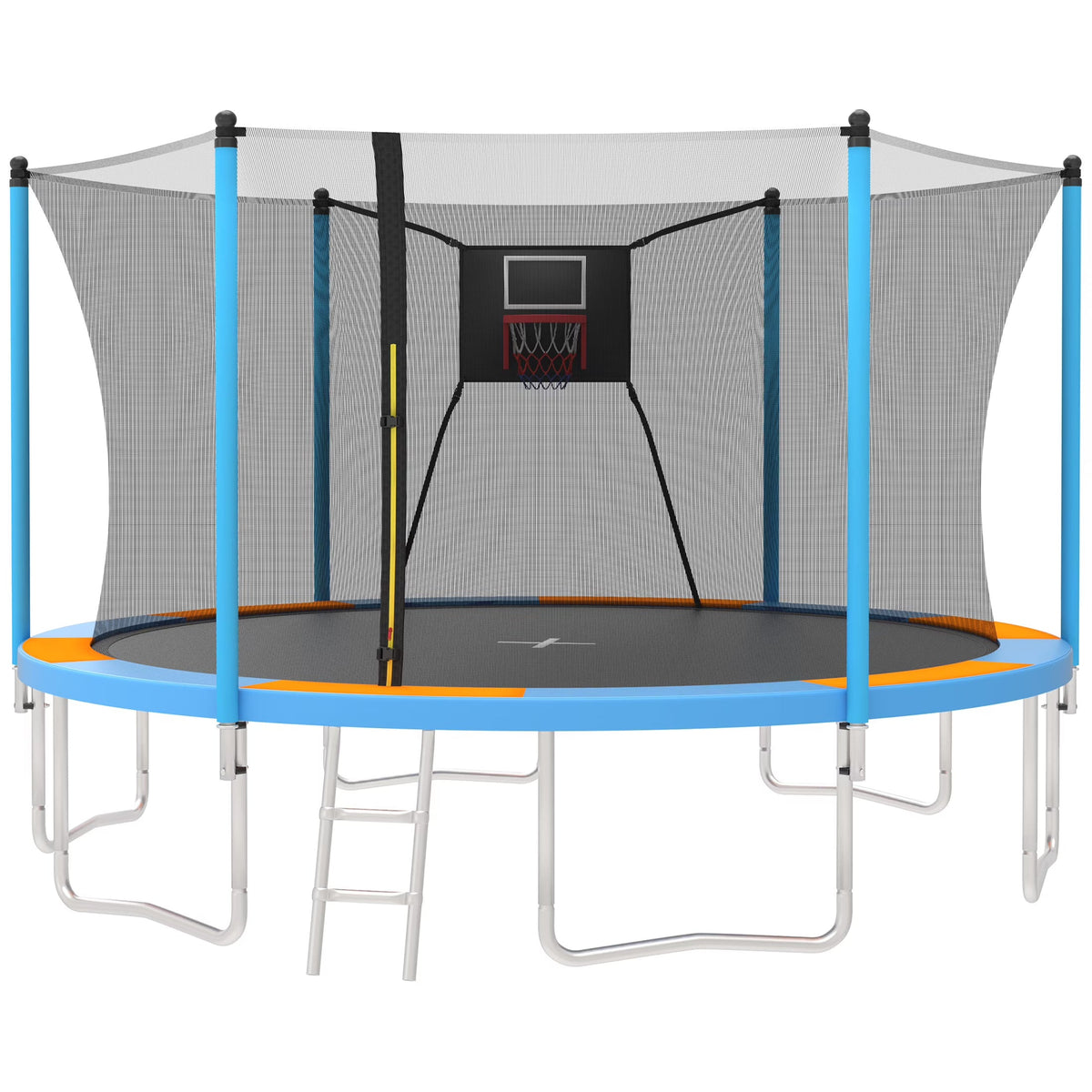 SHINPT 14ft Trampoline for Kids, Outdoor Trampoline with Net, Big Trampoline with Basketball Hoop and Ladder, Heavy Duty Trampoline with No-gap Design, Backyard Trampolines for Adult