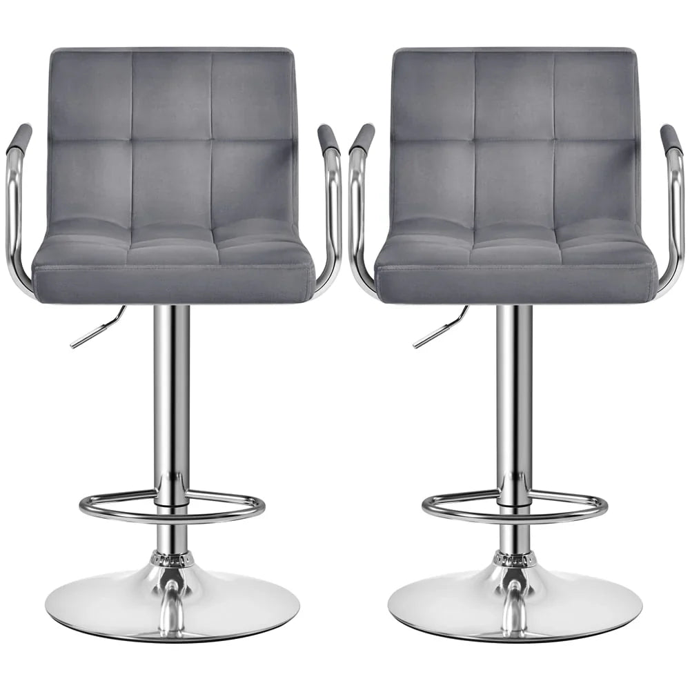 Yaheetech 2pcs PU Leather Adjustable Bar Stools for Dining Room, Black