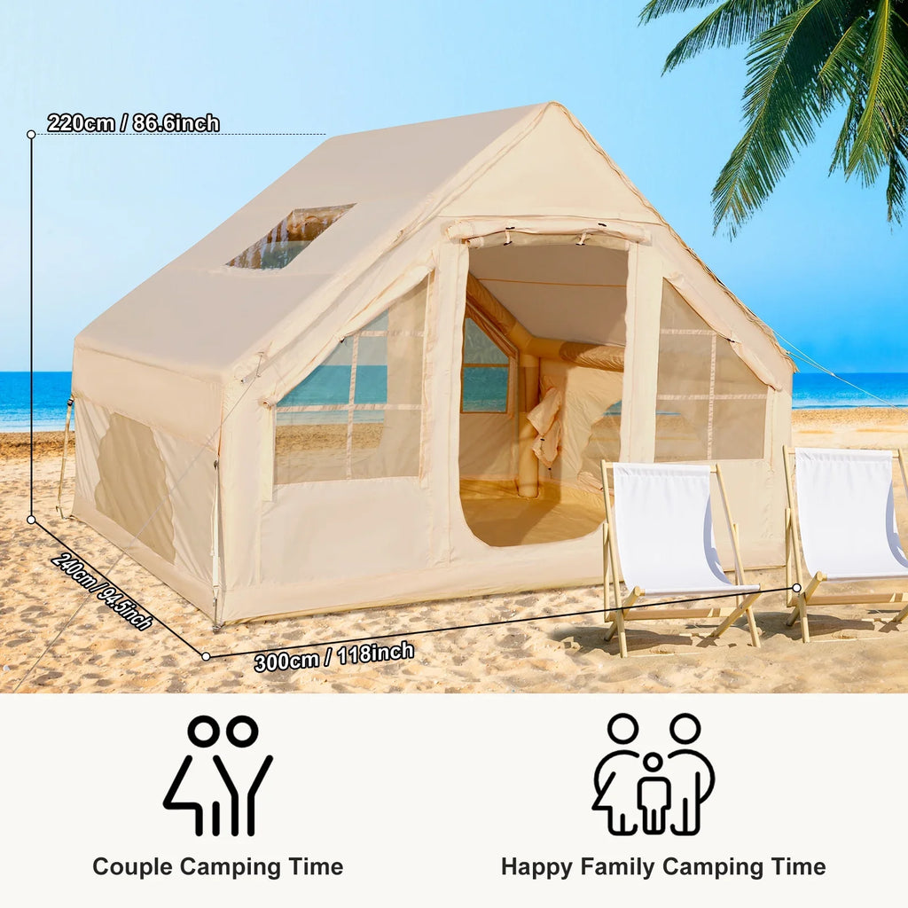 Vebreda Inflatable Camping Tent, Instant Setup Waterproof Family Tent with Skylight, Durable Oxford Fabric, 4-Season Tent for Outdoor, Beach & Backyard