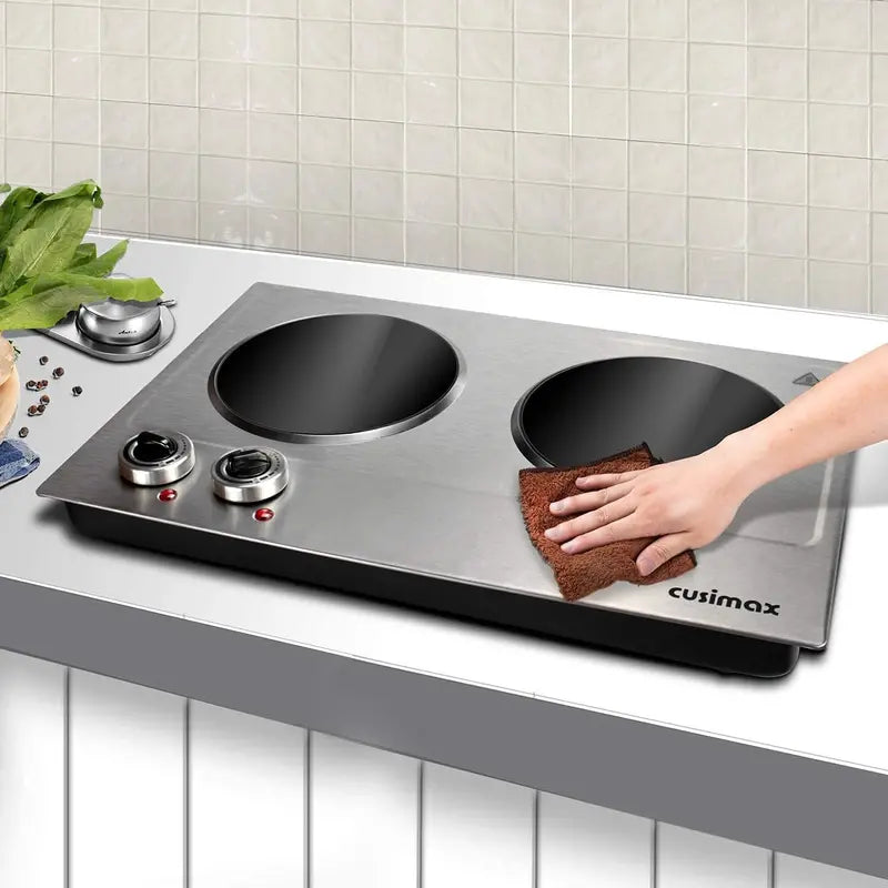1800W Dual-Zone Ceramic Hot Plate – Portable Infrared Cooktop with Glass Surface & Precise Temperature Controls