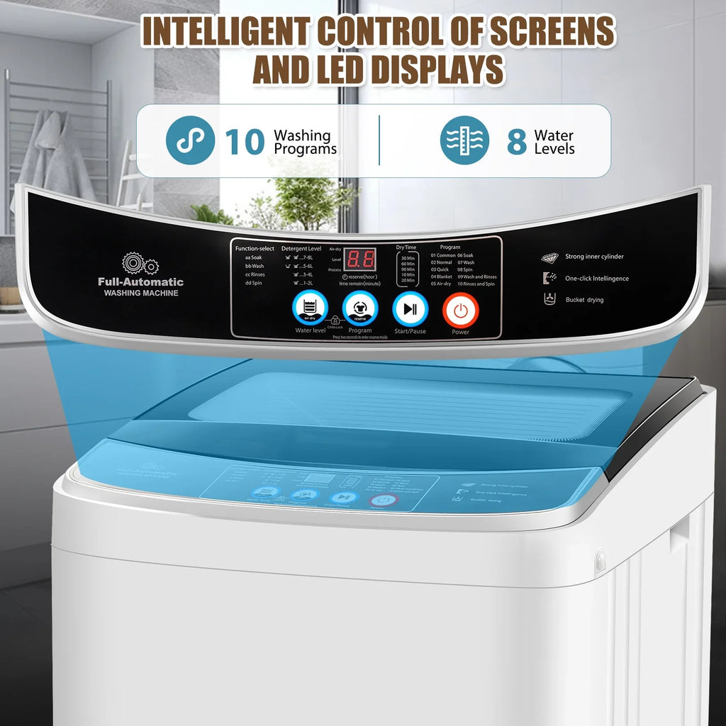 Veeboto 17.8lb Full Automatic Washing Machine, Compact Washing Machine with Drain Pump, Power Motor 20-Mins Quick Wash, LED Display, Washer and Dryer Combo Low Noise for Apartment Dorm Household