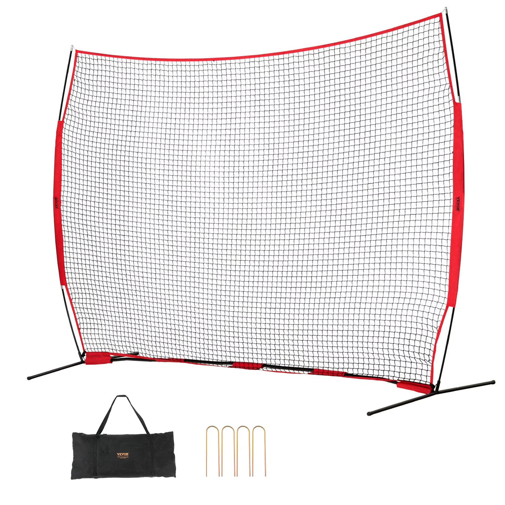 VEVOR Barricade Backstop Net, 12x9 ft Ball Sports Barrier Netting, Portable Practice Equipment with Carry Bag, Protection Screen for Baseball Softball Lacrosse Soccer Hockey Training, for Backyard