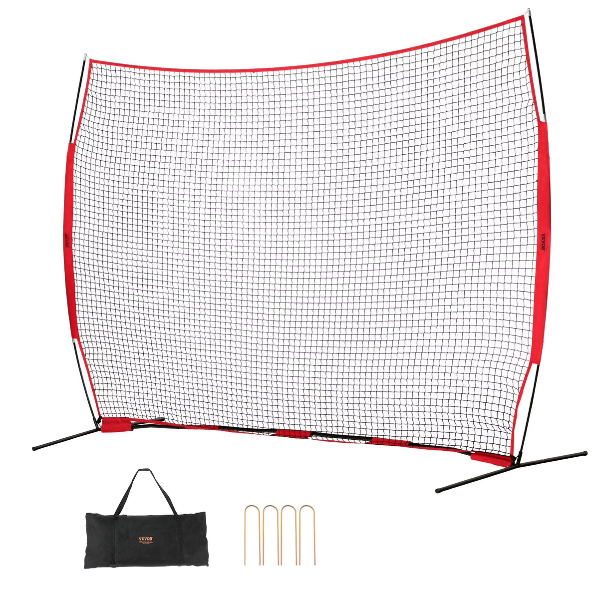 VEVOR Barricade Backstop Net, 12x9 ft Ball Sports Barrier Netting, Portable Practice Equipment with Carry Bag, Protection Screen for Baseball Softball Lacrosse Soccer Hockey Training, for Backyard