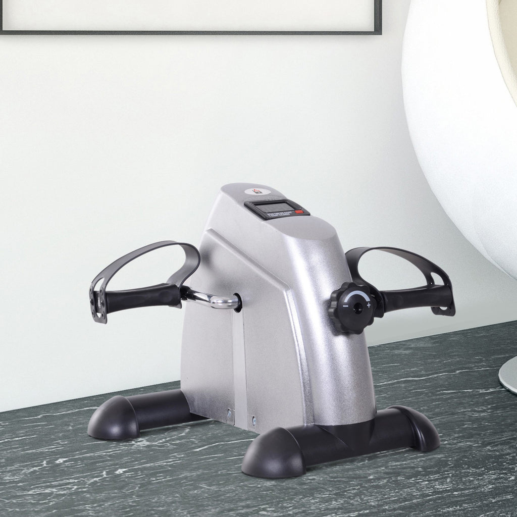 HOMCOM Mini Heimtrainer Fitnessbike Pedaltrainer mit LCD-Display verstellbarer Widerstand Arm und Beintrainer Hometrainer Fitnessgerät für Senioren Zuhause Heim Büro 35 x 40 x 31 cm Silber