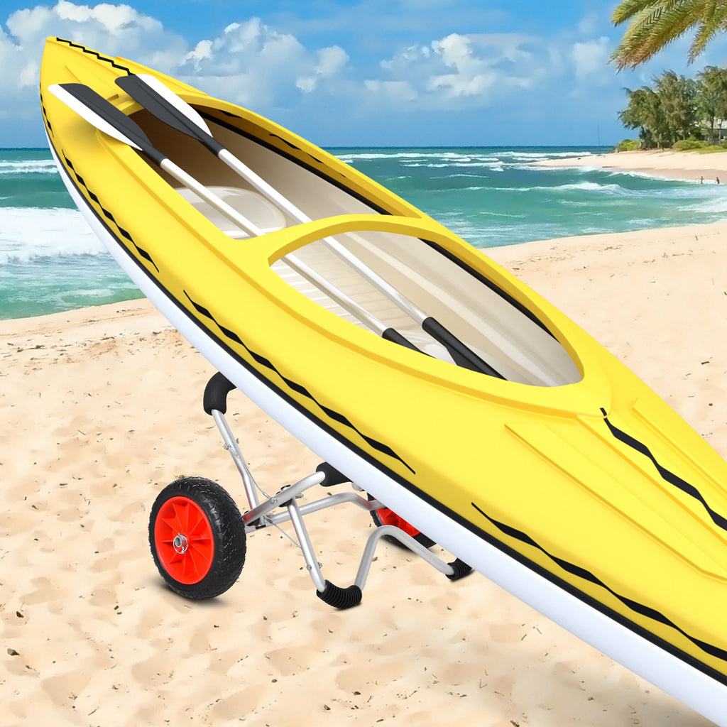 HOMCOM Kajakwagen Alu Bootswagen faltbare transportwagen Kunstleder-Reifen Silber 75 kg 75 x 43 x 46 cm