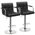 Yaheetech 2pcs PU Leather Adjustable Bar Stools for Dining Room, Black