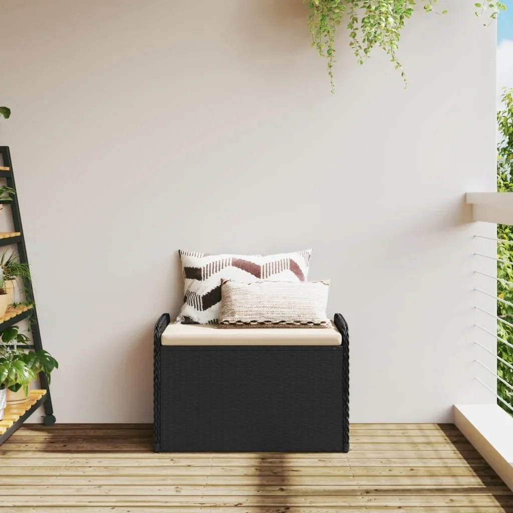 vidaXL Storage Bench with Cushion Outdoor Garden Seat Furniture Poly Rattan